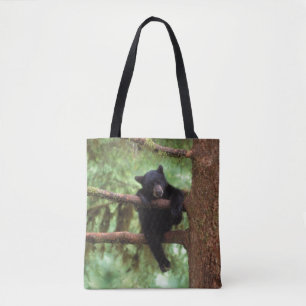 zwart beer, Ursus americanus, kubusje in een boom Tote Bag