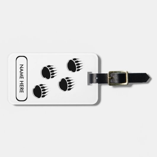 Zwart Beer Verf Afdrukken Aangepaste naam Bagagelabel (Voorkant horizontaal)