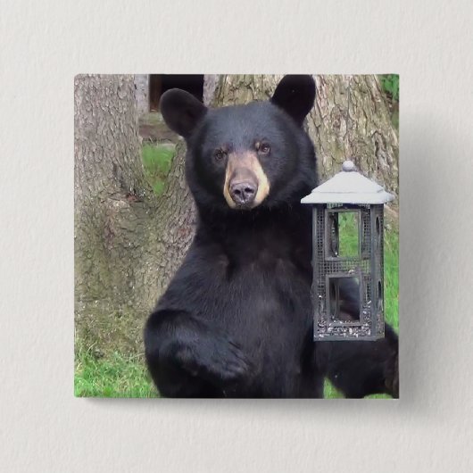 Zwart Beer Vierkante Button 5,1 Cm (Voorkant)