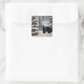 Zwart Beer Vierkante Sticker (Tas)