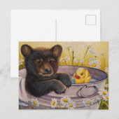 Zwart Beer Wastub Bath Duck Waterverf Art Briefkaart (Voorkant / Achterkant)
