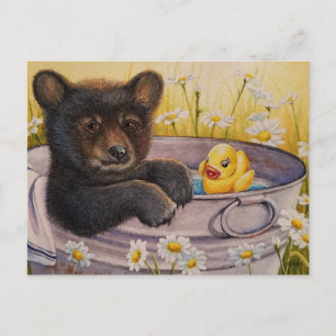 Zwart Beer Wastub Bath Duck Waterverf Art Briefkaart