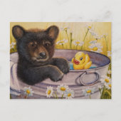 Zwart Beer Wastub Bath Duck Waterverf Art Briefkaart (Voorkant)