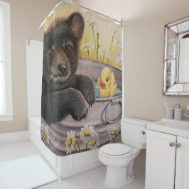 Zwart Beer Wastub Bath Duck Waterverf Art Douchegordijn