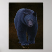 Zwart Beer Wildlife Art Poster met Faux-leder BG (Voorkant)
