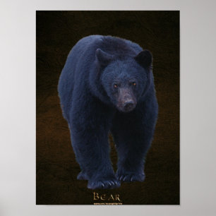 Zwart Beer Wildlife Art Poster met Faux-leder BG