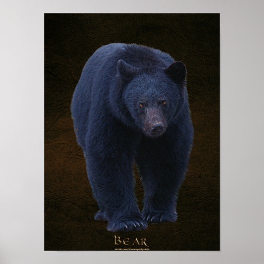 Zwart Beer Wildlife Art Poster met Faux-leder BG (Voorkant)