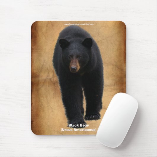 Zwart Beer Wildlife Supporter Mousepad Muismat (Met muis)