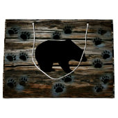 Zwart Beer zwart Beer poogt Rustisch hout Groot Cadeauzakje (Voorkant)