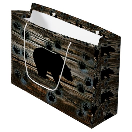 Zwart Beer zwart Beer poogt Rustisch hout Groot Cadeauzakje (Voorkant Gekanteld)