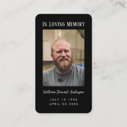 Zwart Begrafenissympathie Memorial Gebed Fotokaart Informatiekaartje (Voorkant)