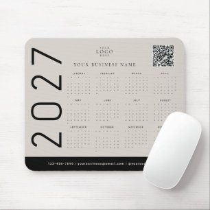 Zwart Beige 2027 Agenda Zakelijk Logo Bedrijfslogo Muismat