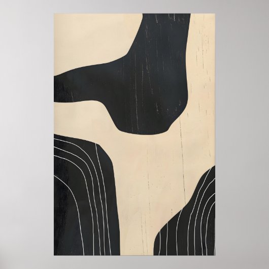 Zwart & Beige Abstracte Kunst Giclée Print Modern (Voorkant)