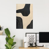 Zwart & Beige Abstracte Kunst Giclée Print Modern (Thuiskantoor)