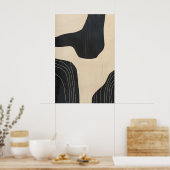 Zwart & Beige Abstracte Kunst Giclée Print Modern (Keuken)