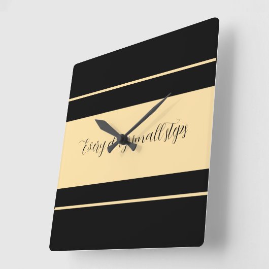 Zwart & beige breed gestreept vierkante klok (Hoek)