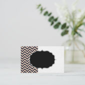 Zwart/Beige Chevron Grunge Visitekaartje (Staand voorkant)