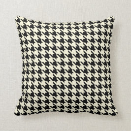 Zwart Beige Crème Pied De Poule Houndstooth Kussen