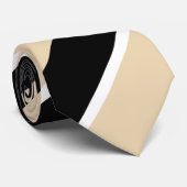 Zwart & beige diagonaal gestreept modern elegant stropdas (Opgerold)