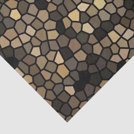 Zwart, Beige en Bruin Mozaïeken Tissuepapier (Detail)