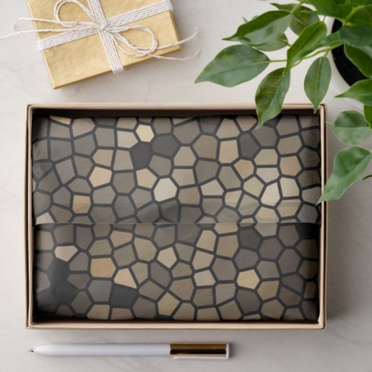 Zwart, Beige en Bruin Mozaïeken Tissuepapier (Geschenk)