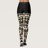 Zwart-beige geometrische patronen leggings (Achterkant)
