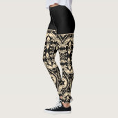 Zwart-beige geometrische patronen leggings (Links)