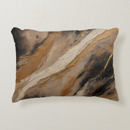 Zwart Beige Goud Marmer Abstract Accent Kussen