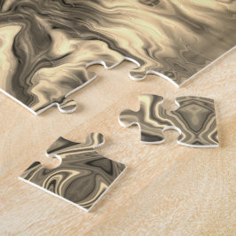 Zwart, beige, grijs, sepia, spiegelpatroon / legpuzzel