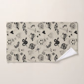 Zwart & beige Hand getrokken Tattoo Patroon Bad Handdoek (Handdoek)