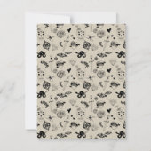 Zwart & beige Hand getrokken Tattoo Patroon Bedankkaart (Achterkant)