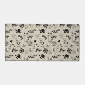 Zwart & beige Hand getrokken Tattoo Patroon Bureaumat (Voorkant)