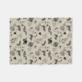 Zwart & beige Hand getrokken Tattoo Patroon Fleece Deken (Voorkant (Horizontaal))