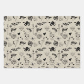 Zwart & beige Hand getrokken Tattoo Patroon Inpakpapier Vel (Voorkant 2)