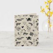 Zwart & beige Hand getrokken Tattoo Patroon Kaart (Gele Bloem)