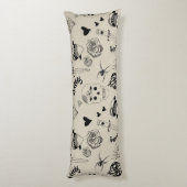 Zwart & beige Hand getrokken Tattoo Patroon Lichaamskussen (Achterkant (Verticaal))