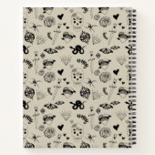 Zwart & beige Hand getrokken Tattoo Patroon Notitieboek (Achterkant)
