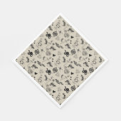 Zwart & beige Hand getrokken Tattoo Patroon Servet (Hoek)