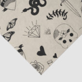 Zwart & beige Hand getrokken Tattoo Patroon Tissuepapier (Detail)