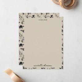 Zwart & Beige met de hand getekend tatoeagepatroon Notitiekaartje