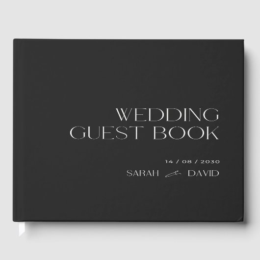 Zwart Beige Modern Elegant Wedding Folie Guestbook Gastenboek (Voorkant)