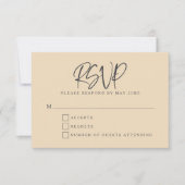 Zwart Beige Moderne Script Lettering Trouwen RSVP Kaartje (Voorkant)