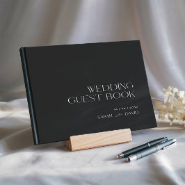 Zwart Beige Modieus Elegant Huwelijk Folie Gastboe Gastenboek
