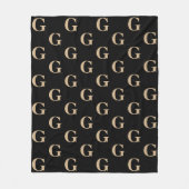 Zwart-beige monogram patroon fleece deken (Voorkant)