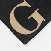 Zwart-beige monogram patroon fleece deken (Hoek)