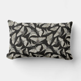 Zwart Beige Mot Vlinder Patroon Kussen