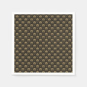 Zwart beige naadloos vintage damast patroon servet (Voorkant)
