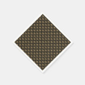 Zwart beige naadloos vintage damast patroon servet (Hoek)