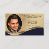 Zwart & Beige Professionele Aangepaste Foto QR Cod Visitekaartje (Voorkant)