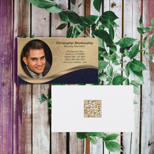 Zwart & Beige Professionele Aangepaste Foto QR Cod Visitekaartje